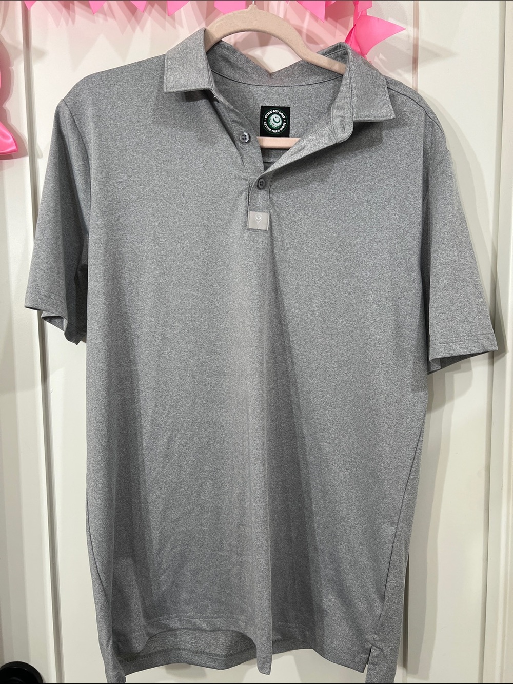 Men's Heather Gray Polo Shirt - Performance Short Sleeve